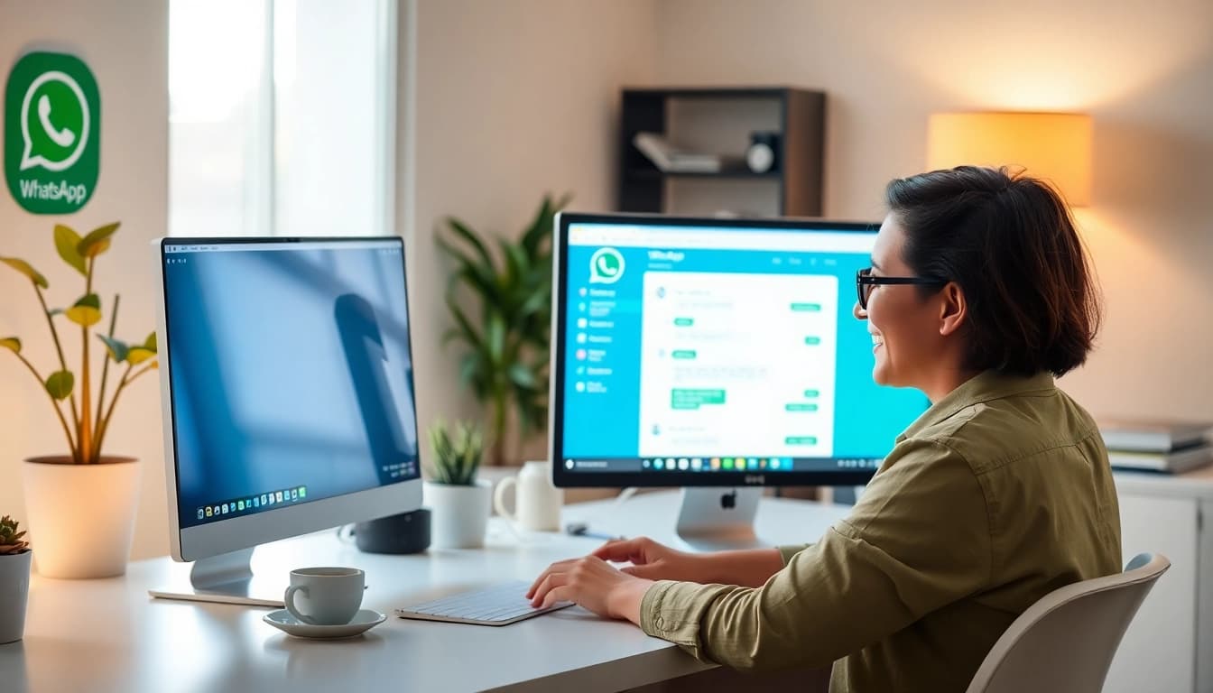 WhatsApp网页版 enhancing productivity in a modern workspace with a user-friendly interface.