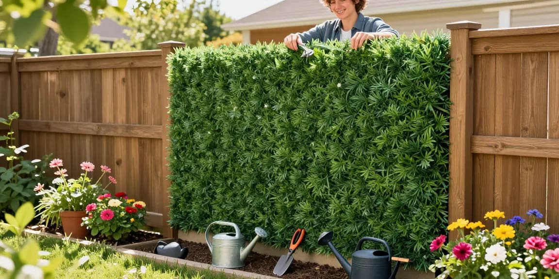 Kunsthaag kopen voor een levendige, onderhoudsvrije tuin met kleurrijke bloeiwijzen en blije installatie.