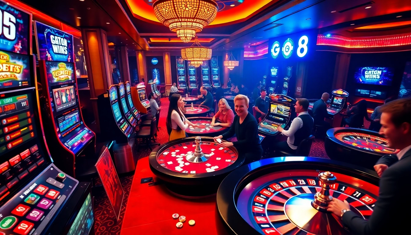 Experience thrilling gaming moments at Go8 with poker tables and slot machines.