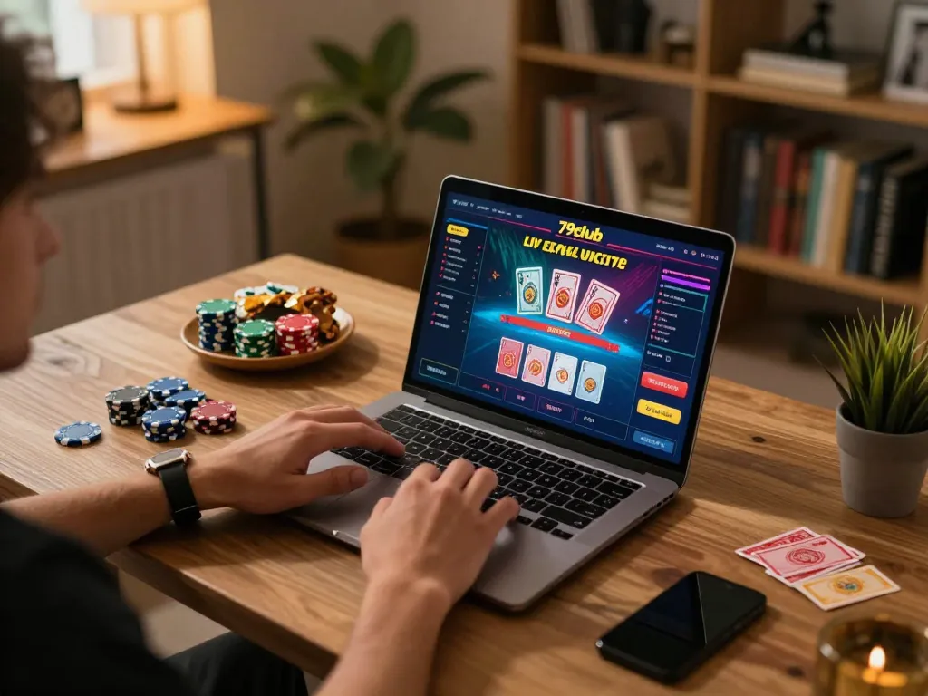 Player enjoying an online game at 79club casino with engaging interface and warm ambiance.