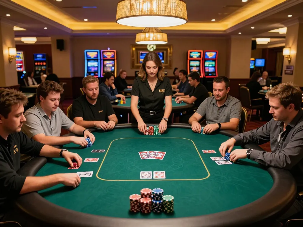 CM88 players strategizing at a high-stakes poker table during an exciting live casino game.