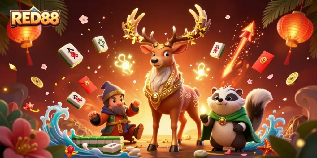 Engage in exciting gameplay at RED88 with illuminated elements and vibrant casino action.