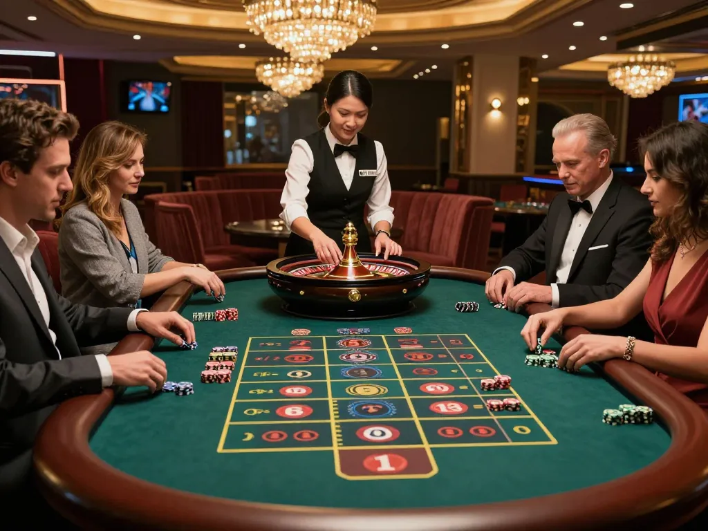 Players engaging with the roulette wheel at 789 win casino, showcasing excitement and strategic betting.