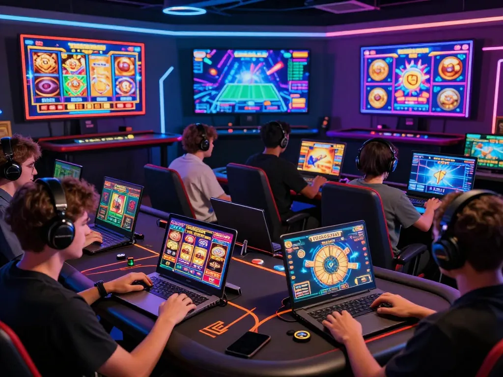 Engaged players at HITCLUB enjoying various online games with vibrant graphics and interactive interfaces, showcasing an exciting gaming experience.