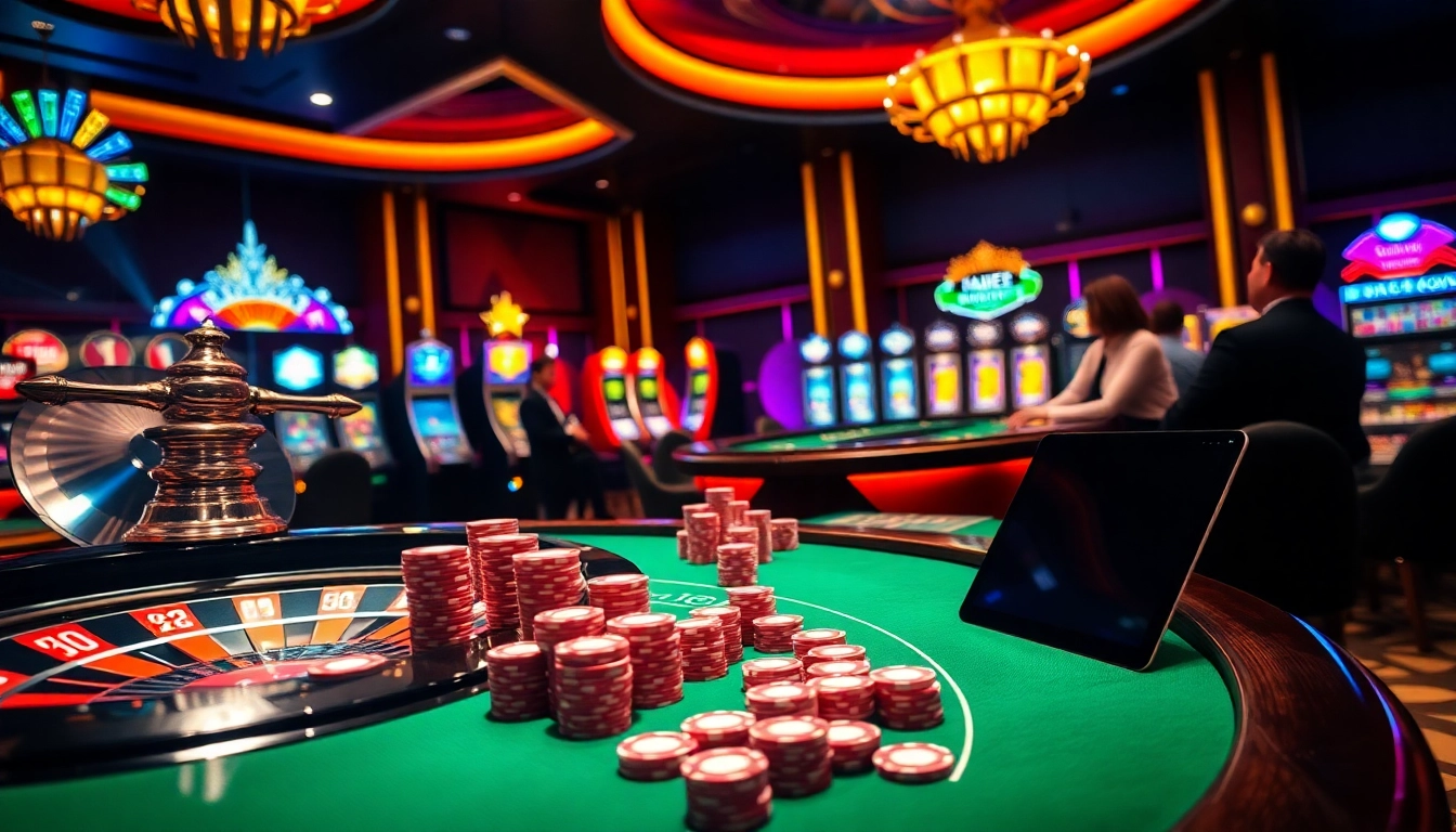 Experience high-stakes excitement at fabet with elegant gambling tables and vibrant casino visuals.
