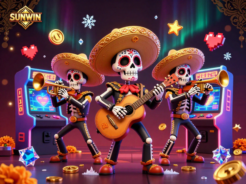 SUNWIN inspires excitement with vibrant 3D characters and dynamic gaming elements in a casino setting.