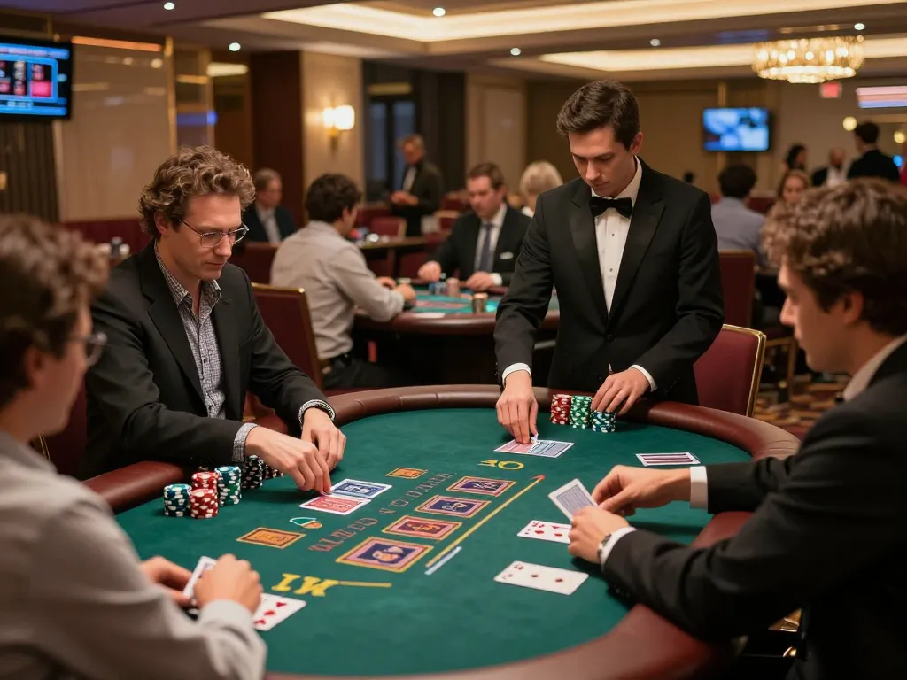 Engaged players enjoying a game of blackjack at XX88 casino with upscale ambiance and vibrant atmosphere.