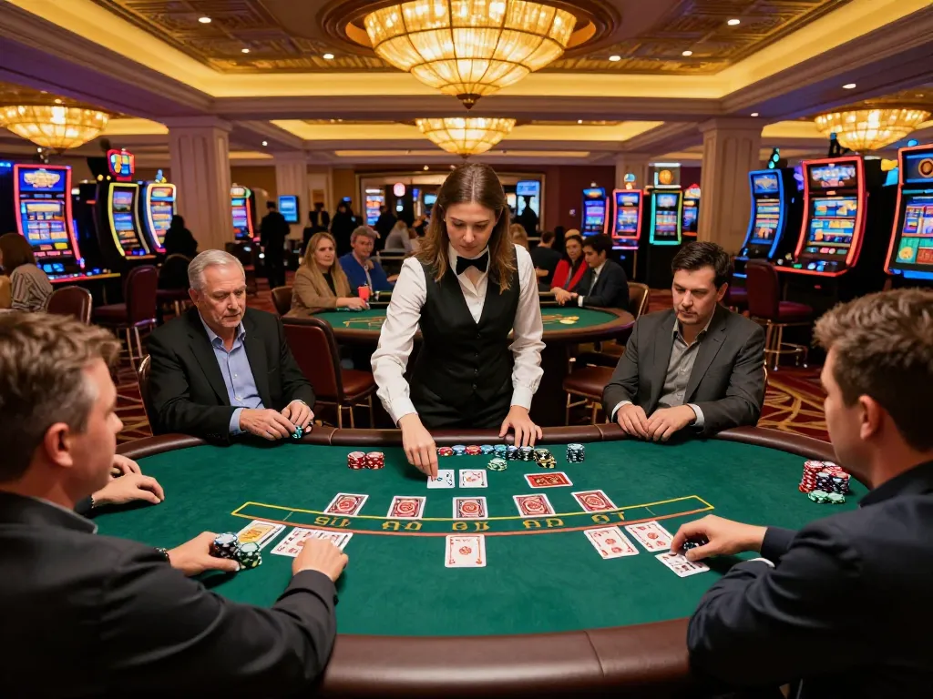 Players enjoy a strategic blackjack game at a luxurious casino featuring tx 88, vibrant atmosphere, and engaging gameplay.