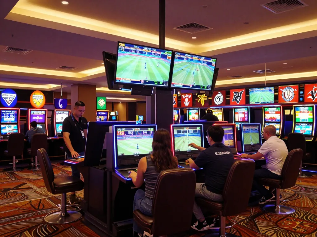 PHPVIP bettors engaging in strategic sports betting with live displays and vibrant atmosphere.
