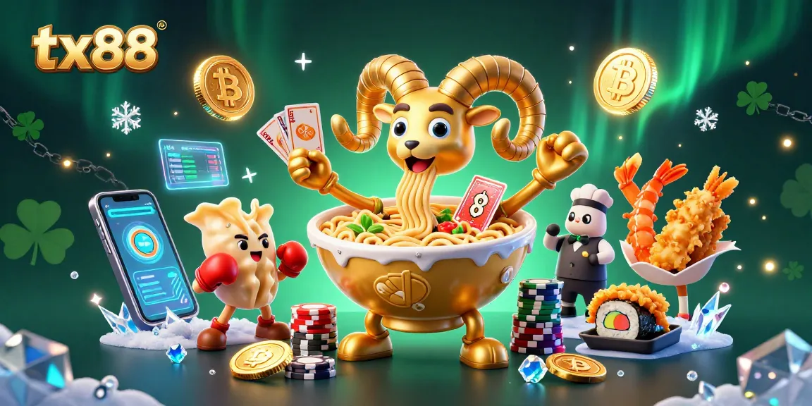 Experience thrilling gaming with tx88 through a dazzling cartoon scene featuring vibrant casino characters.