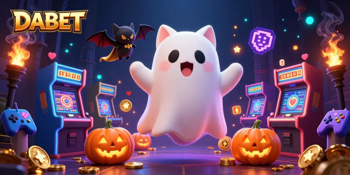 DABET introduces a thrilling haunted casino scene with a ghost cat and exciting game elements.