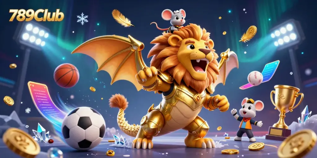 Experience excitement at 789Club with a triumphant chimera, showcasing dynamic sports and casino elements.