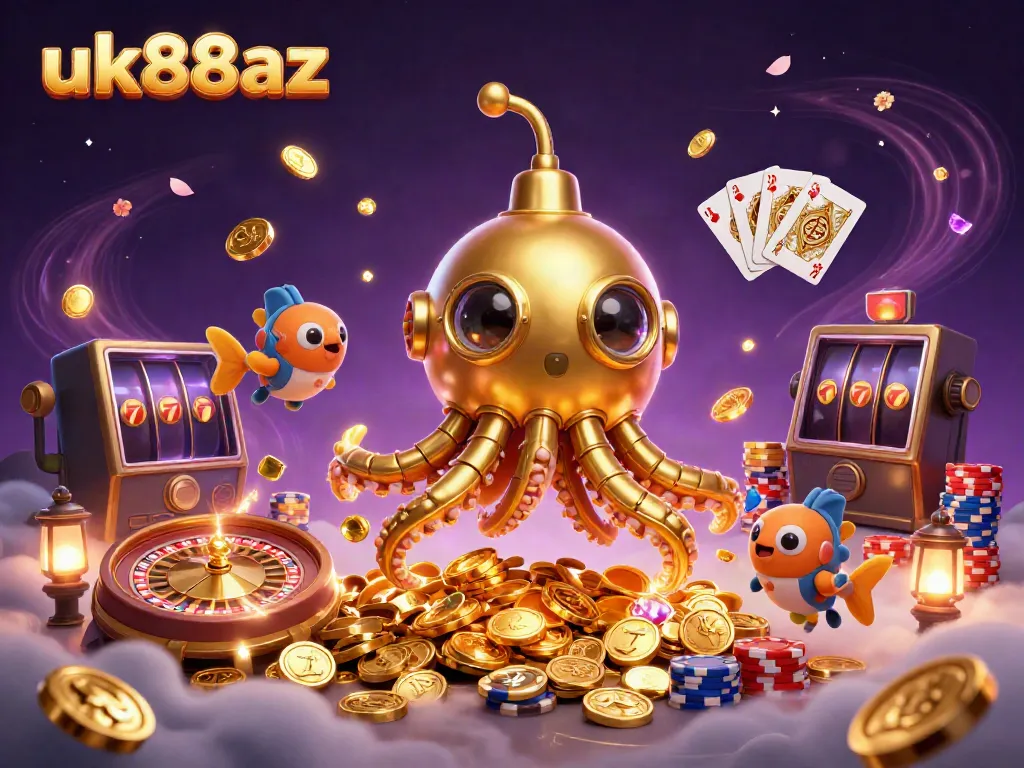 Experience the thrill of gaming at uk88az with a vibrant 3D casino scene featuring golden treasures and exciting gameplay.