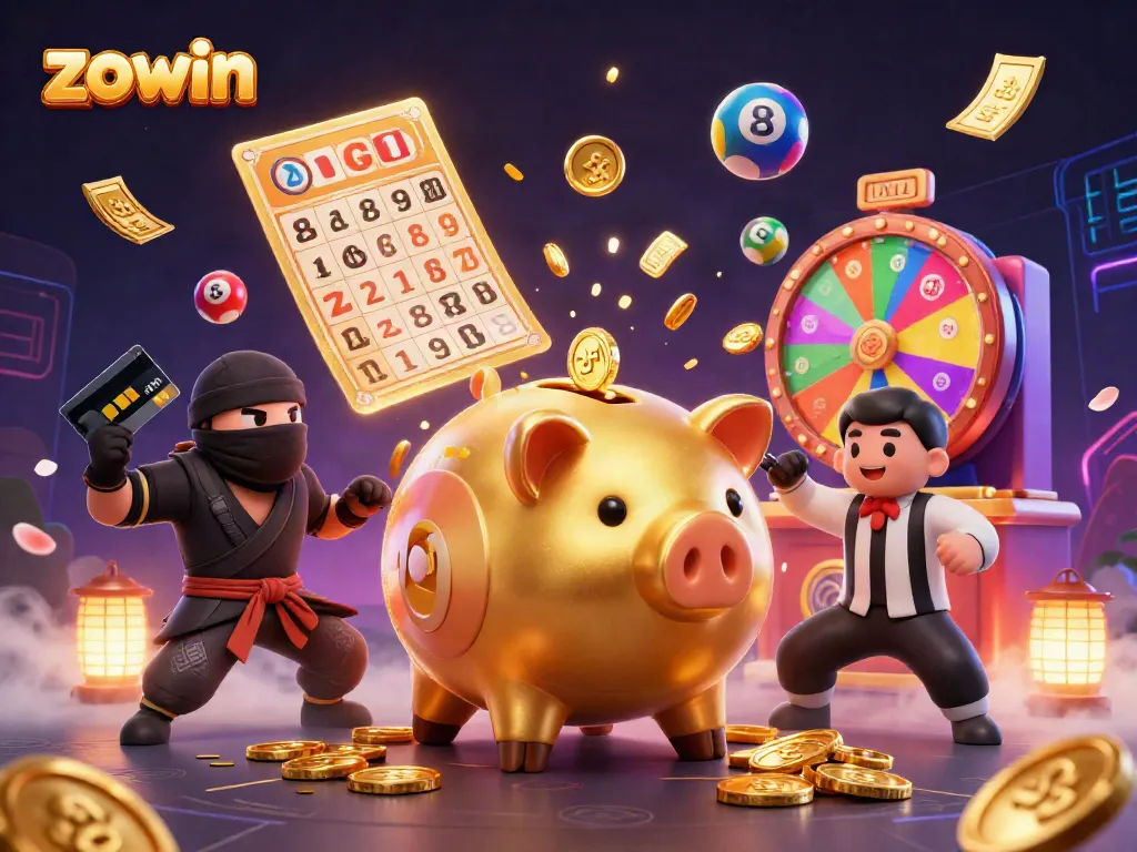Experience the excitement at Zowin with dynamic gaming characters and vibrant elements capturing attention.