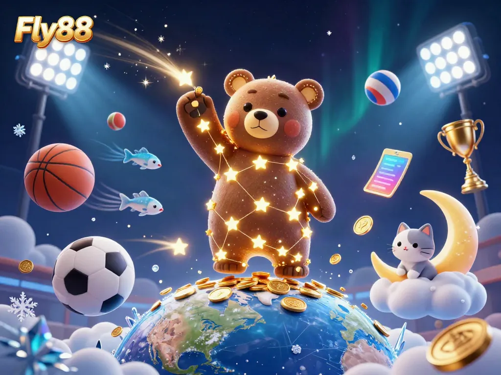 Experience Fly88's thrilling online casino gaming with dynamic sports elements and vibrant characters.