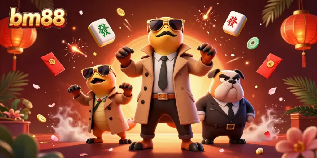 Engage in the vibrant world of bm88 with raptors in a trench coat at a VIP casino lounge.