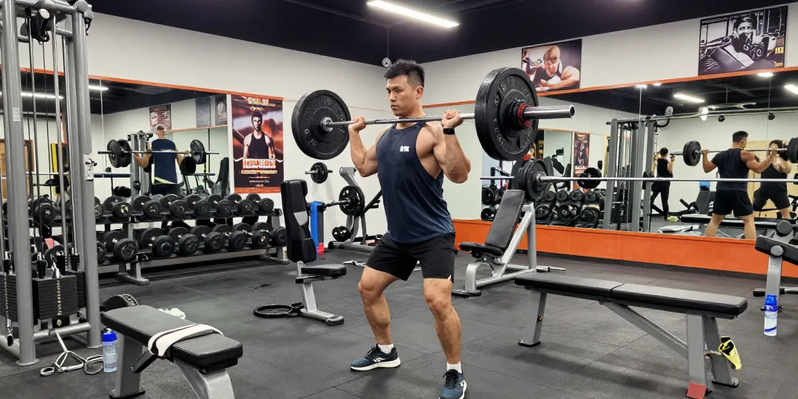 Bodybuilder focusing on Prime Pharma Steroiden while lifting weights in a modern gym.