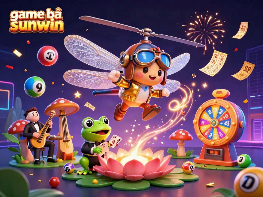 Experience the thrill of game bài sunwin in this vibrant casino scene with colorful elements.