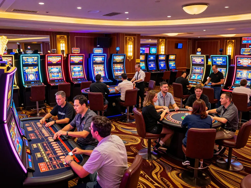Excited players enjoying vibrant slot machines at XO88 CASINO, capturing the lively atmosphere of gambling.