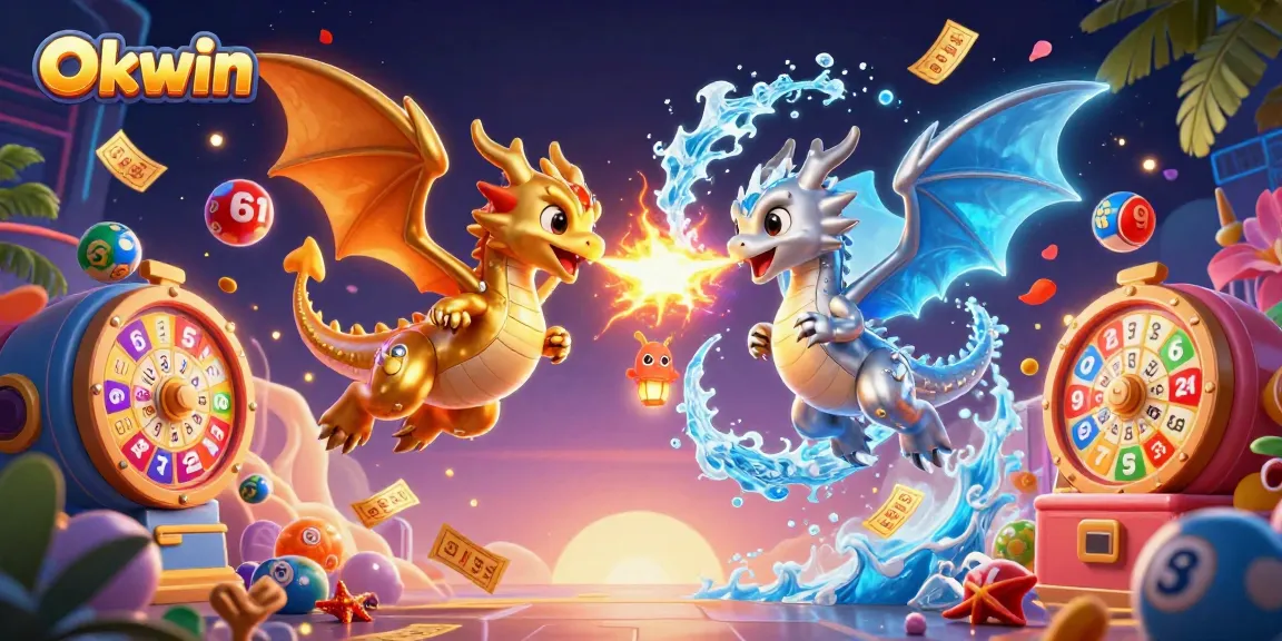 Engage with Okwin's exciting lottery scene featuring dragons and dynamic prize elements!