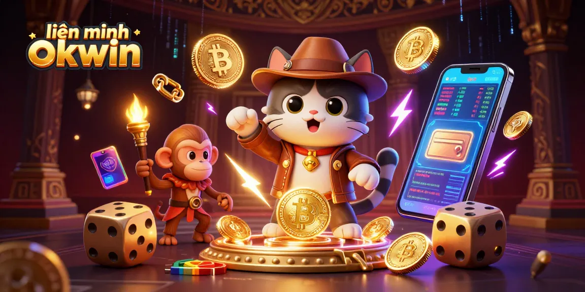 Experience thrilling winning with liên minh okwin in a vibrant, detailed 3D casino adventure illustration.
