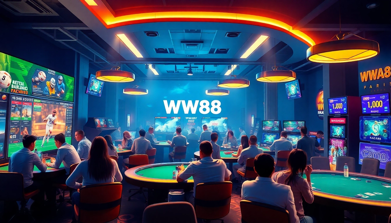 Engaged players enjoying diverse gaming experiences on https://ww888.io/ with vibrant colors and dynamic atmosphere.