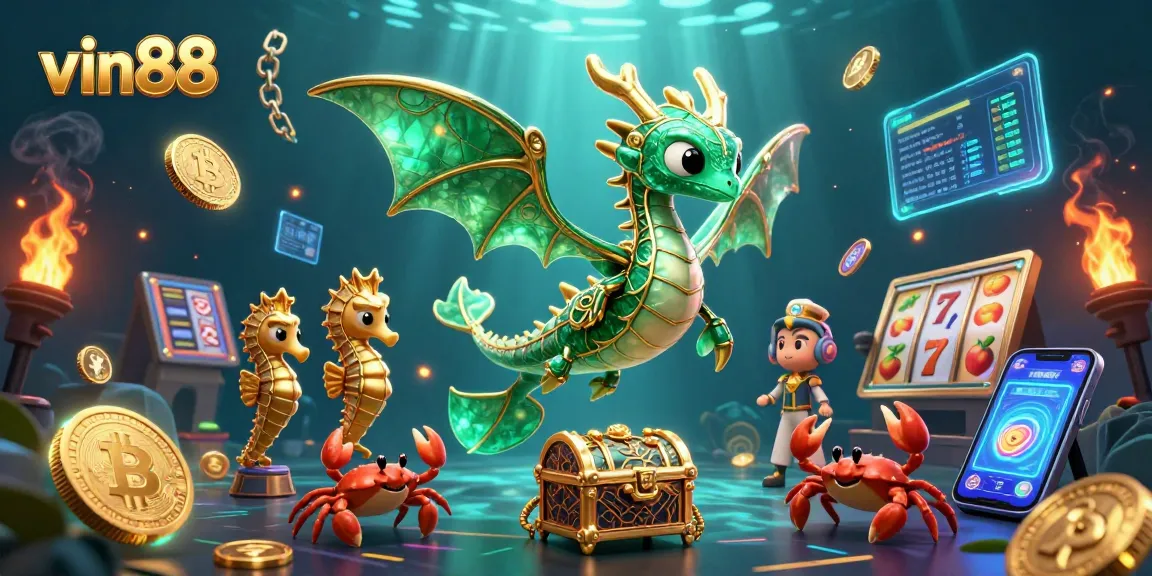 Experience the thrill of vin88 with vibrant gaming elements in a stunning underwater scene.