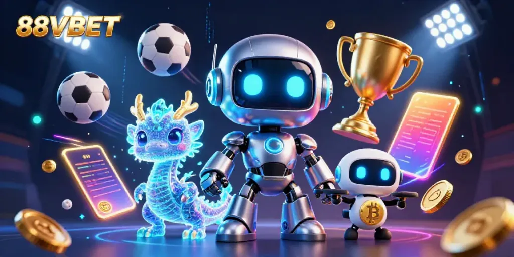 Engage with the vibrant world of 88VBET, showcasing a colorful cyberpunk scene of sports and crypto.