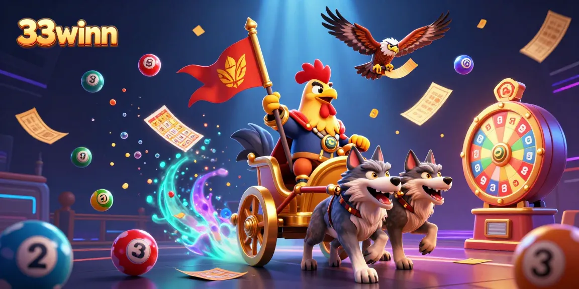 Engage with the vibrant 33winn gaming adventure featuring the rooster warlord with dynamic lottery elements.