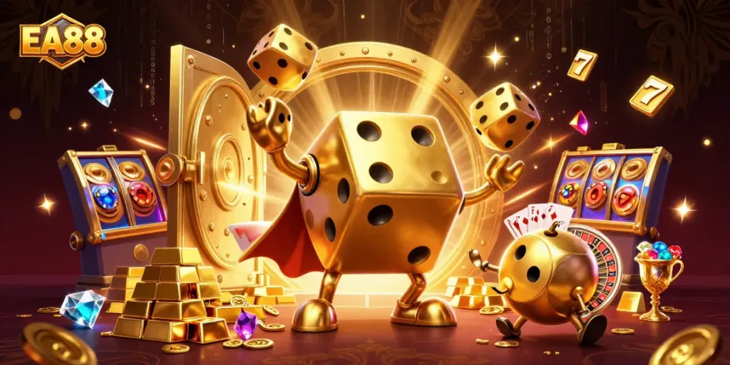 Roll the golden dice and win at EA88 with vibrant slots and rich casino treasures.