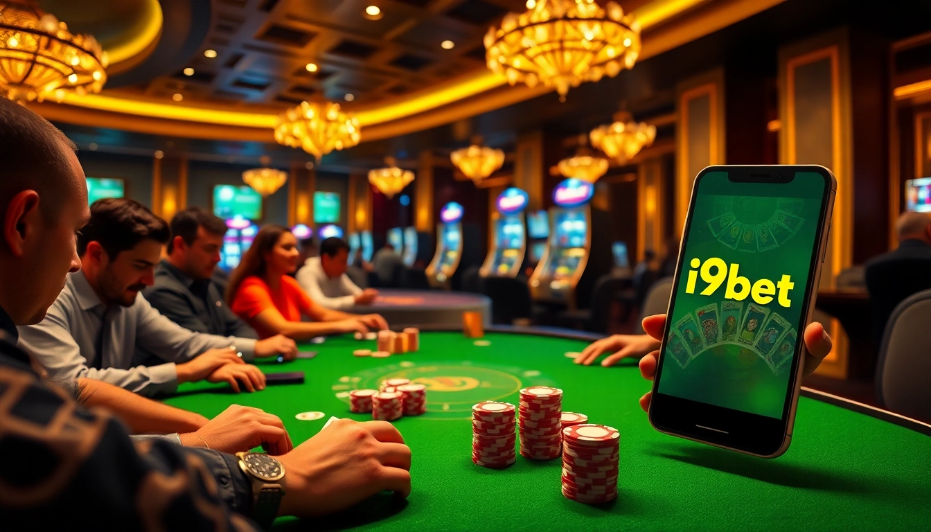 Experience thrilling gameplay at i9bet with vibrant poker chips and intense players.