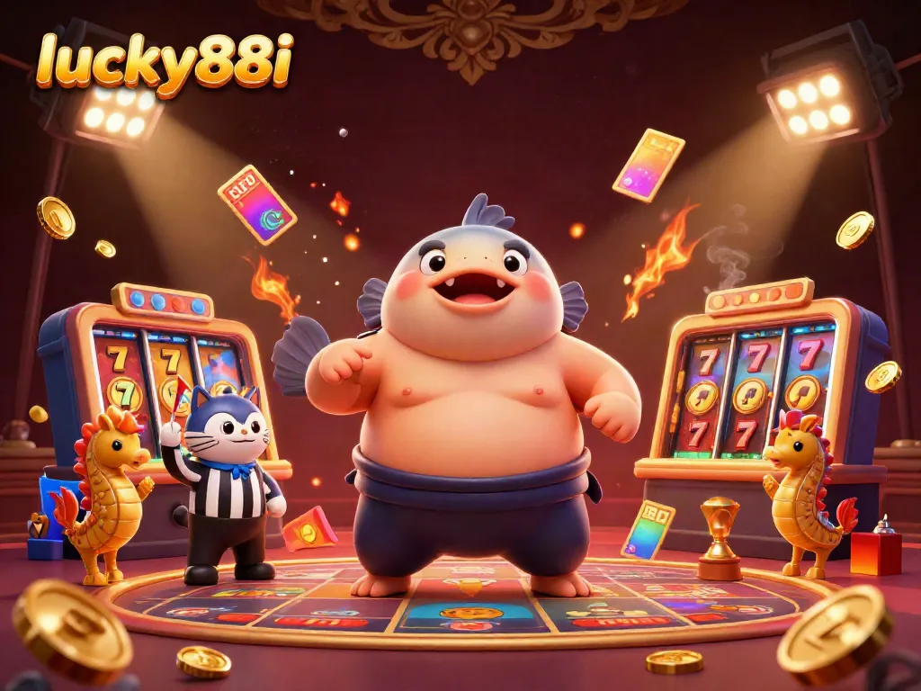Engage in the vibrant world of lucky88i with dynamic casino action featuring 3D cartoon characters and game elements.