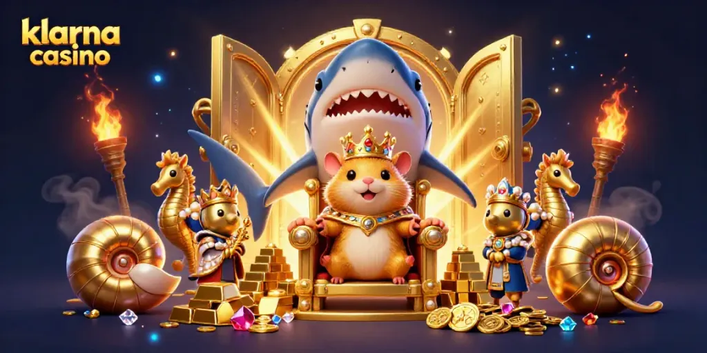 Experience the excitement of klarna casino with a dynamic scene of a hamster king and treasure.