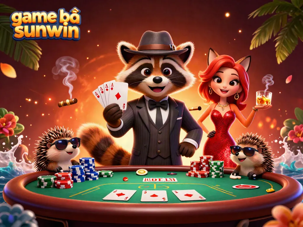 Experience thrilling gameplay with game bài sunwin featuring vibrant characters around a poker table.