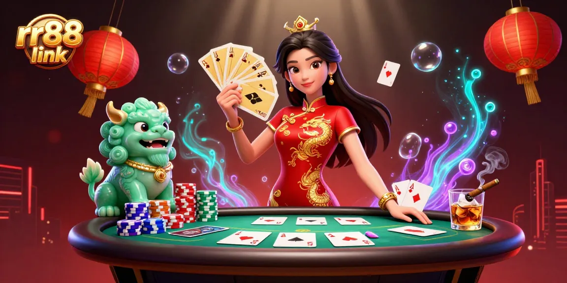 Experience the thrill of betting at rr88 link with rich casino elements and a stunning character scene.