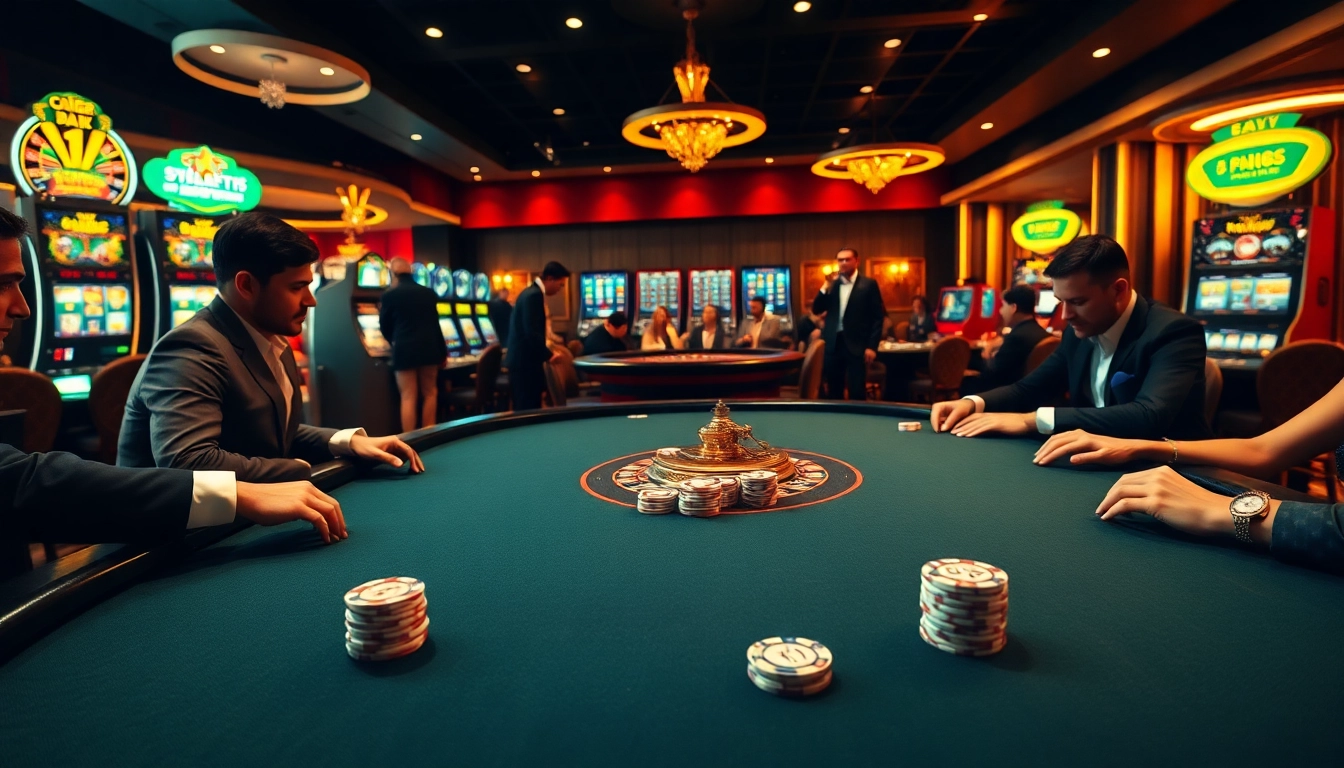 Engage in an exciting poker game at S8, featuring vibrant chips and cards on a polished table.