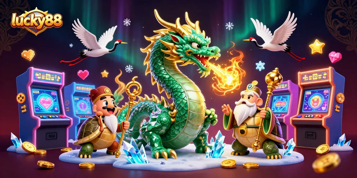 Witness the thrilling action at lucky88 as the majestic dragon breathes fire amidst a vibrant casino scene.