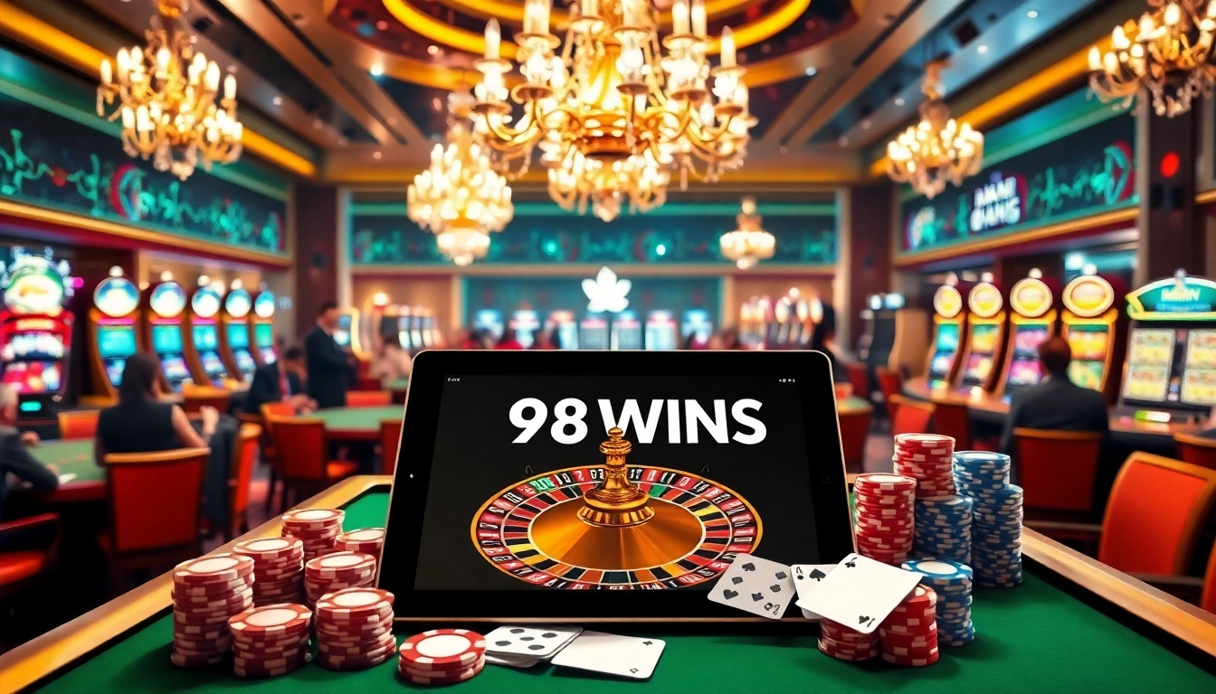 Experience the excitement of online gaming at 98WINS CO COM with vibrant casino visuals.