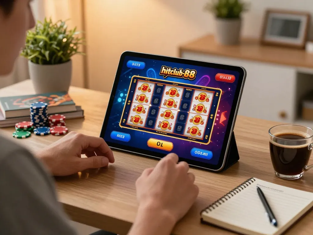Engaging online gaming scene on hitclub-88 with a player exploring diverse slot games