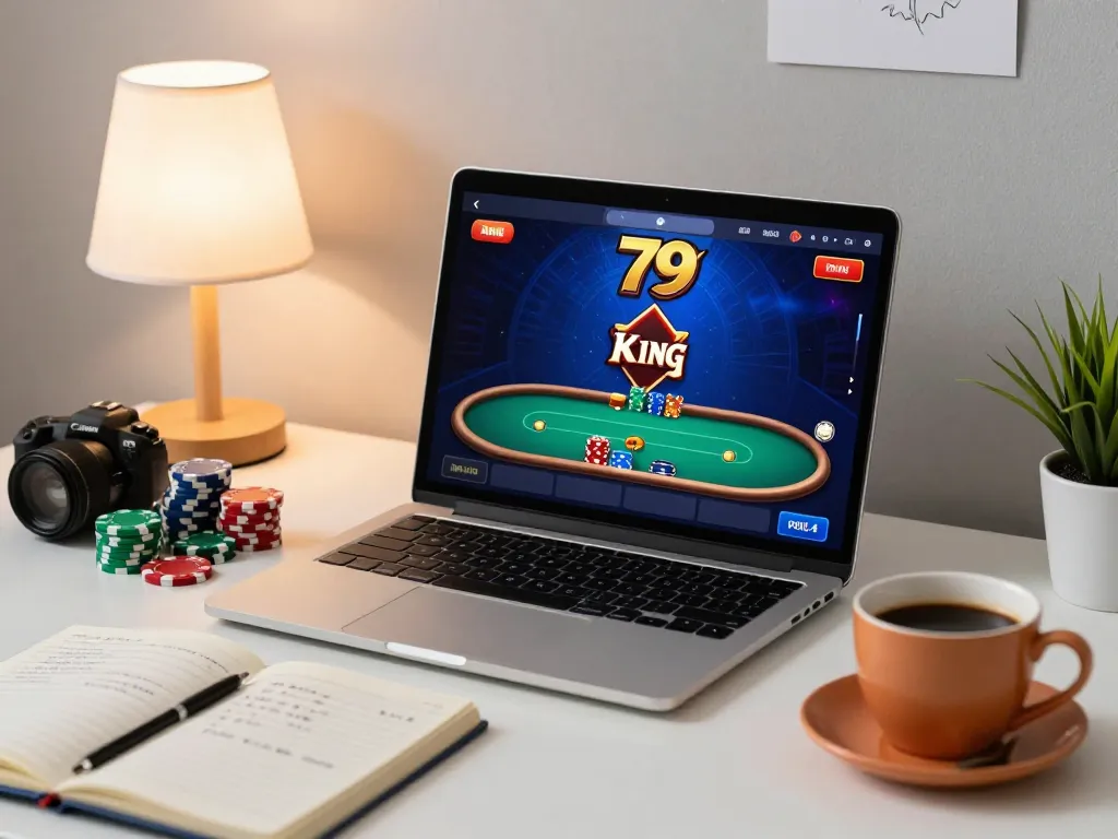 Players strategizing their bets on the 79king online poker interface in a cozy home setting.