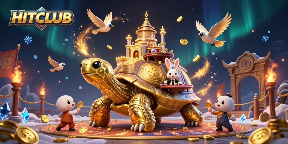HITCLUB showcases a vibrant Asian-themed casino atmosphere with lively characters and dynamic game elements.