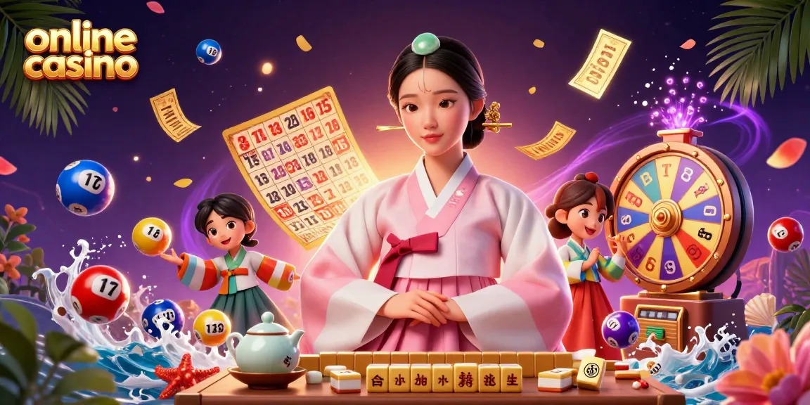 Engage in the vibrant action of an online casino with lively lottery elements surrounding an elegant character.