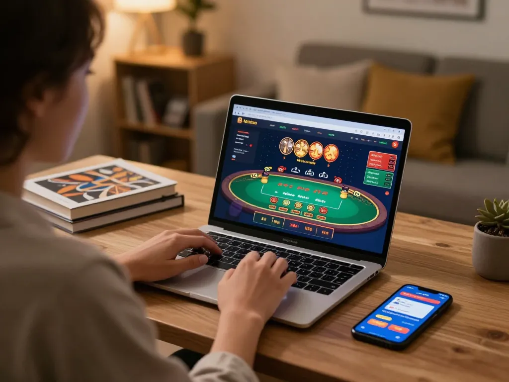 Player strategizing at home while using HITCLUB online casino app for blackjack.