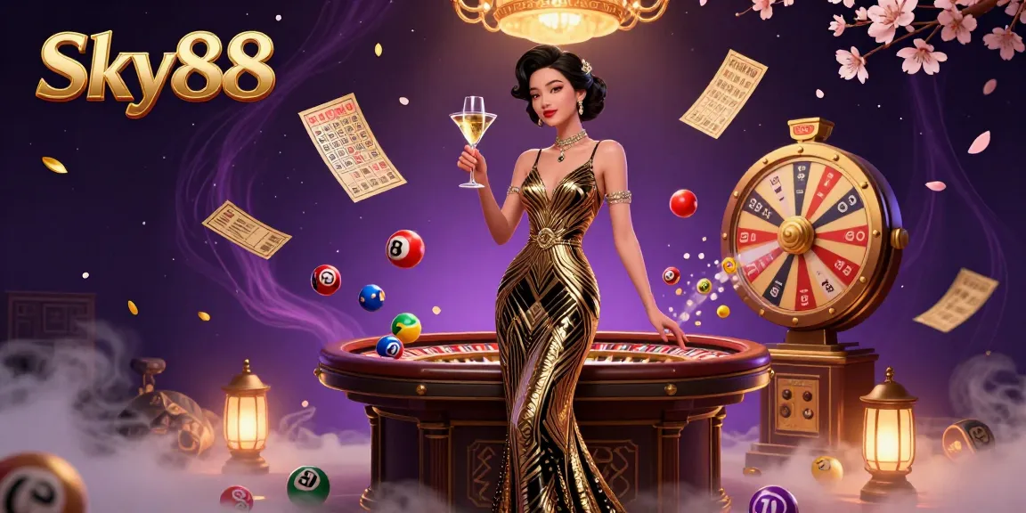 Experience thrilling gaming at Sky88 with elegant visuals highlighting lottery excitement and elegant ambiance.