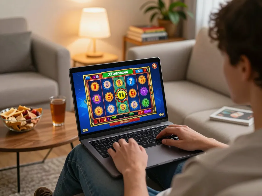 Player enjoying online slots at 33winwood with vibrant screen showcasing game action