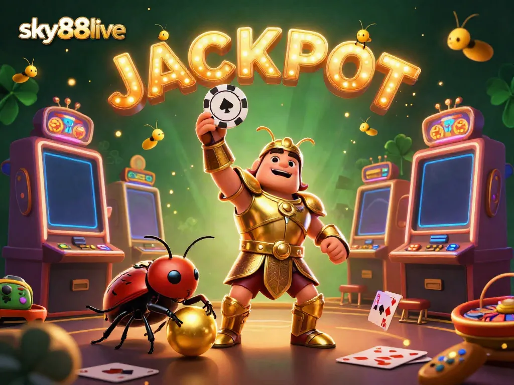 Engage in thrilling gameplay at sky88live with charismatic characters symbolizing win, luck, and gaming excitement.