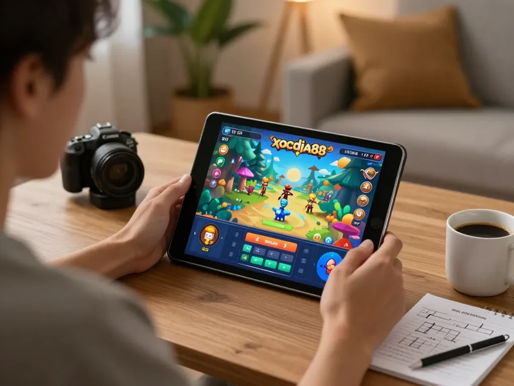 xocdia88 player enjoying online gaming experience on tablet at home setup