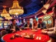 Exciting casino scene with players engaging at 33win, showcasing vibrant slot machines and poker tables.