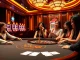 NK88 casino scene depicting excitement with players and vibrant gambling elements.