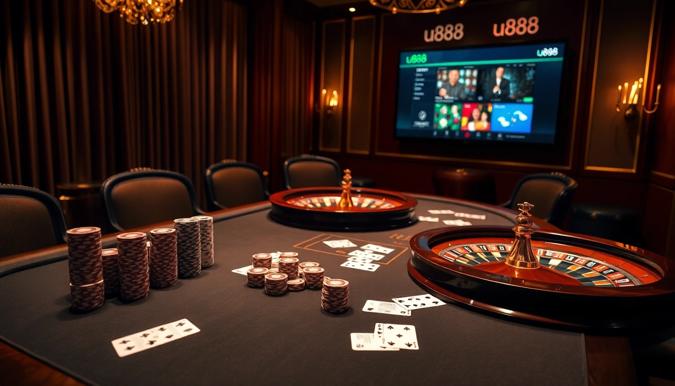 Experience thrilling gameplay at u888 with vibrant casino tables, cards, and engaging players.